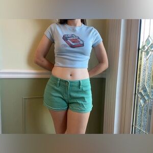 Forever 21 green denim shorts
